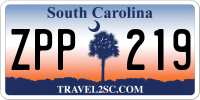 SC license plate ZPP219