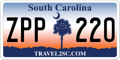 SC license plate ZPP220