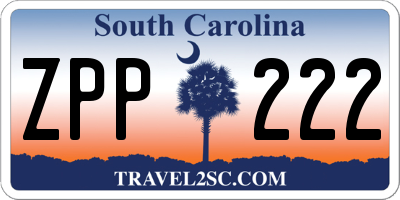 SC license plate ZPP222