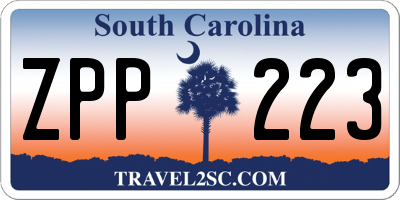 SC license plate ZPP223
