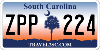 SC license plate ZPP224