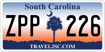 SC license plate ZPP226