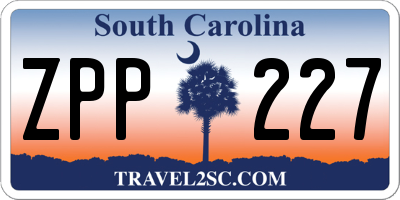 SC license plate ZPP227