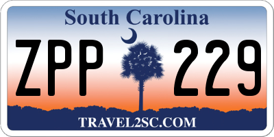 SC license plate ZPP229