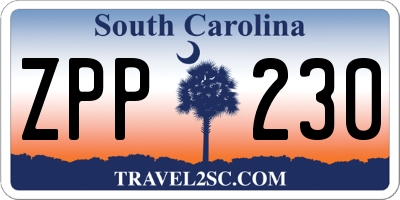 SC license plate ZPP230