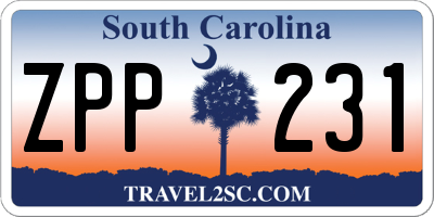 SC license plate ZPP231
