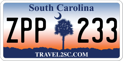 SC license plate ZPP233