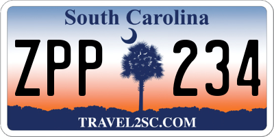 SC license plate ZPP234