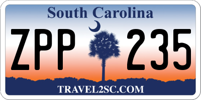 SC license plate ZPP235