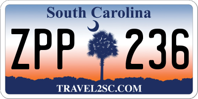 SC license plate ZPP236