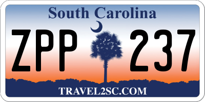 SC license plate ZPP237