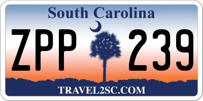 SC license plate ZPP239