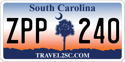 SC license plate ZPP240