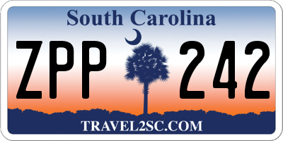 SC license plate ZPP242