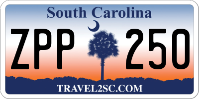 SC license plate ZPP250