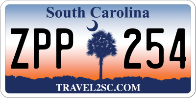 SC license plate ZPP254