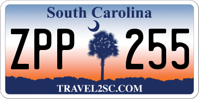 SC license plate ZPP255
