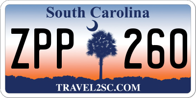 SC license plate ZPP260