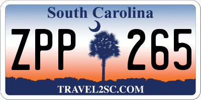 SC license plate ZPP265