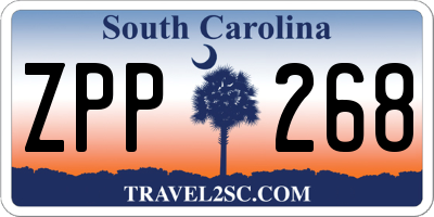 SC license plate ZPP268