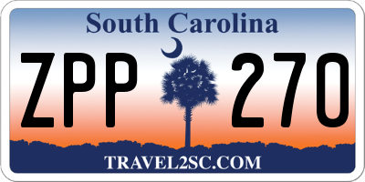 SC license plate ZPP270