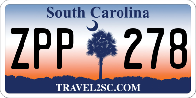 SC license plate ZPP278