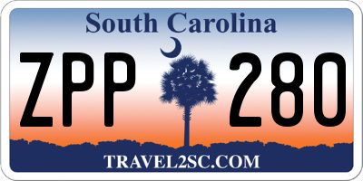 SC license plate ZPP280