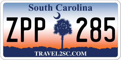 SC license plate ZPP285