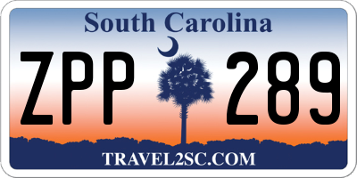 SC license plate ZPP289