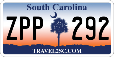 SC license plate ZPP292