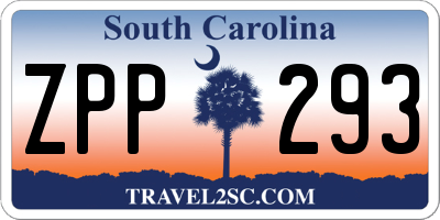 SC license plate ZPP293