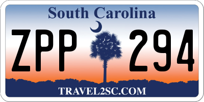SC license plate ZPP294
