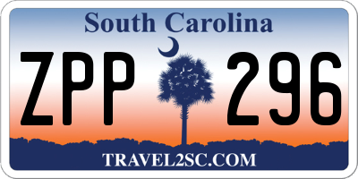 SC license plate ZPP296