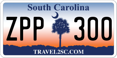 SC license plate ZPP300