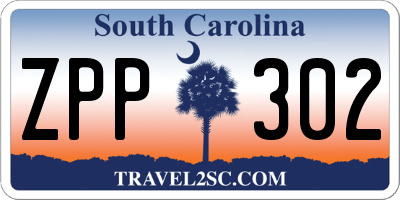 SC license plate ZPP302
