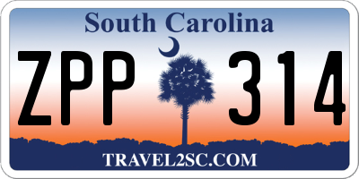 SC license plate ZPP314
