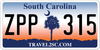 SC license plate ZPP315
