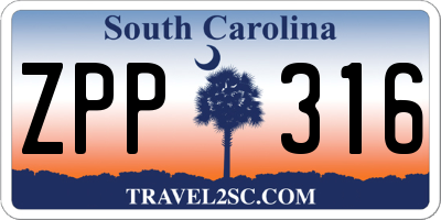 SC license plate ZPP316