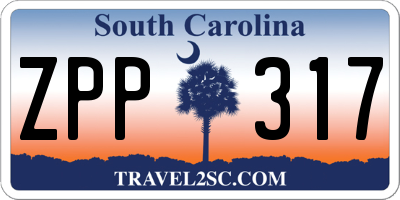 SC license plate ZPP317
