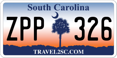 SC license plate ZPP326
