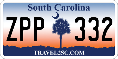 SC license plate ZPP332