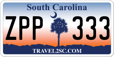 SC license plate ZPP333
