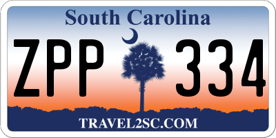 SC license plate ZPP334