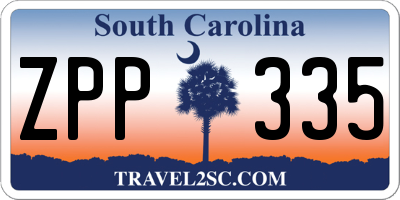 SC license plate ZPP335
