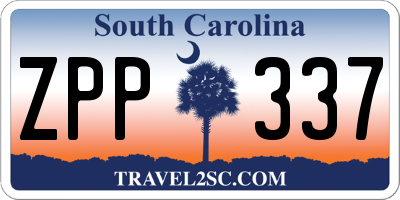 SC license plate ZPP337