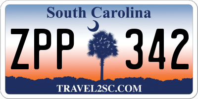 SC license plate ZPP342