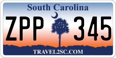 SC license plate ZPP345