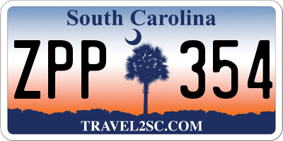 SC license plate ZPP354