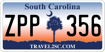 SC license plate ZPP356