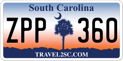 SC license plate ZPP360